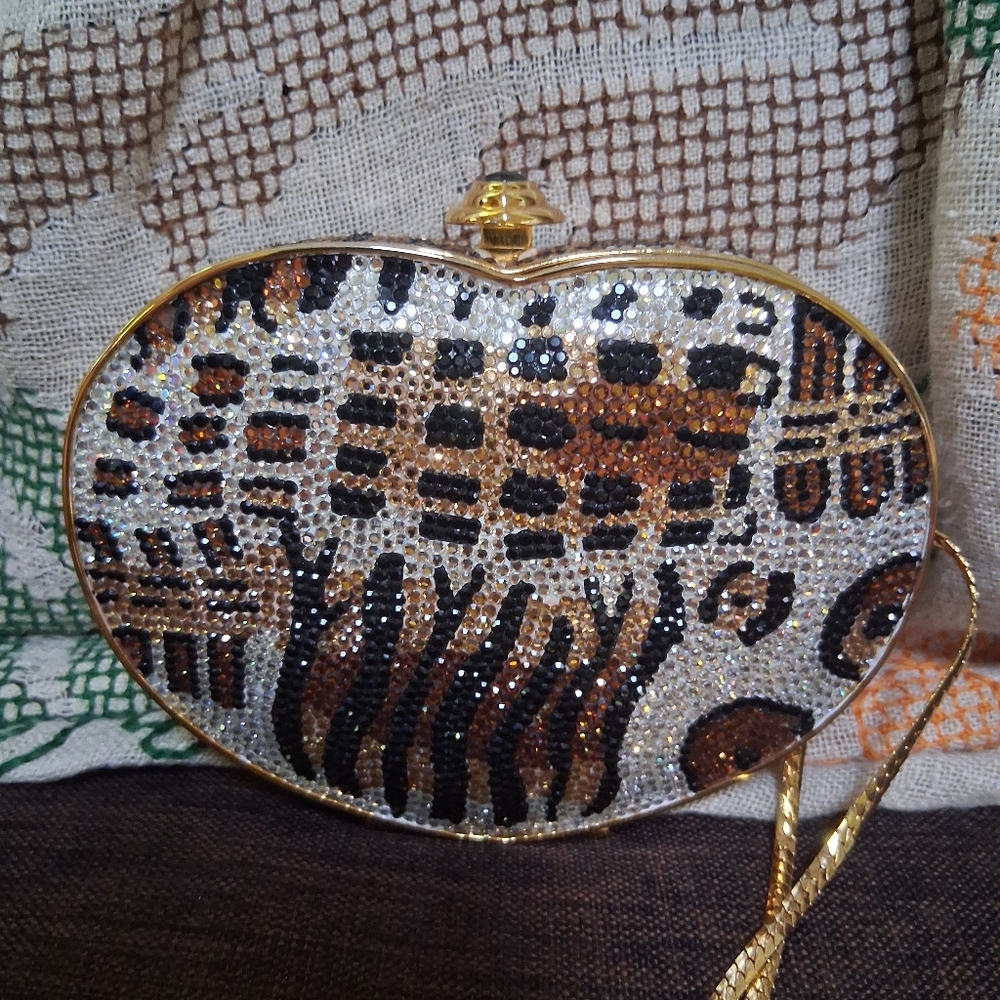 Judith Leiber Heart Animal Print Purse